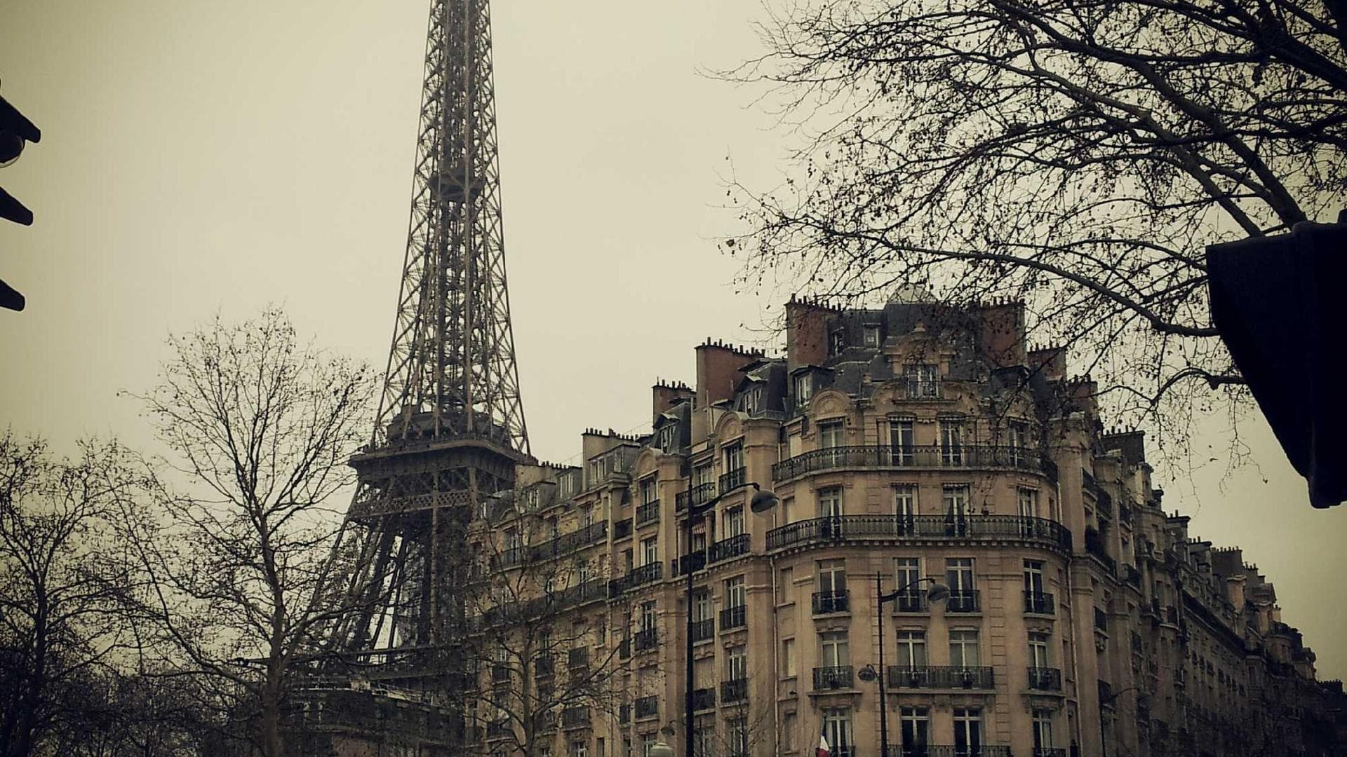 Futuristic city skyline at dusk